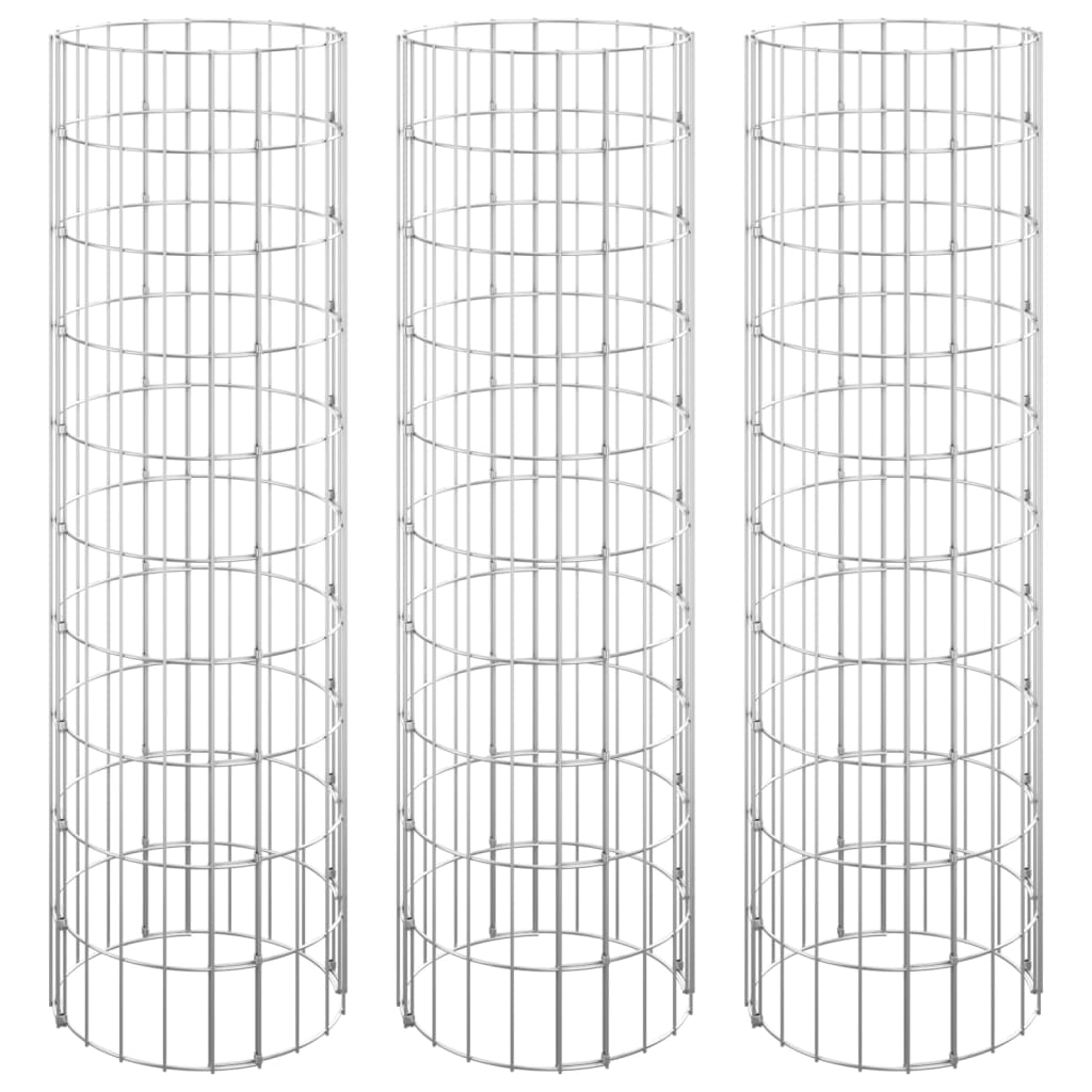 Kružne gabionske gredice 3 kom pocinčani čelik Ø 30 x 100 cm