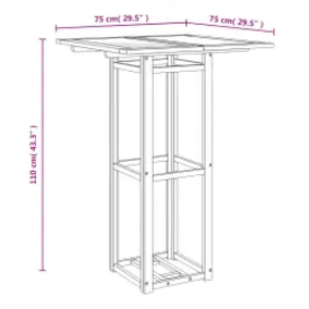 Bistro stol 75 x 75 x 110 cm od masivnog bagremovog drva