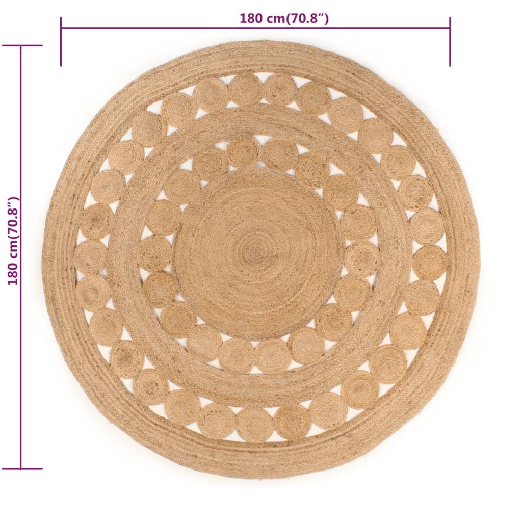 Ukrasni pleteni tepih od jute 180 cm okrugli