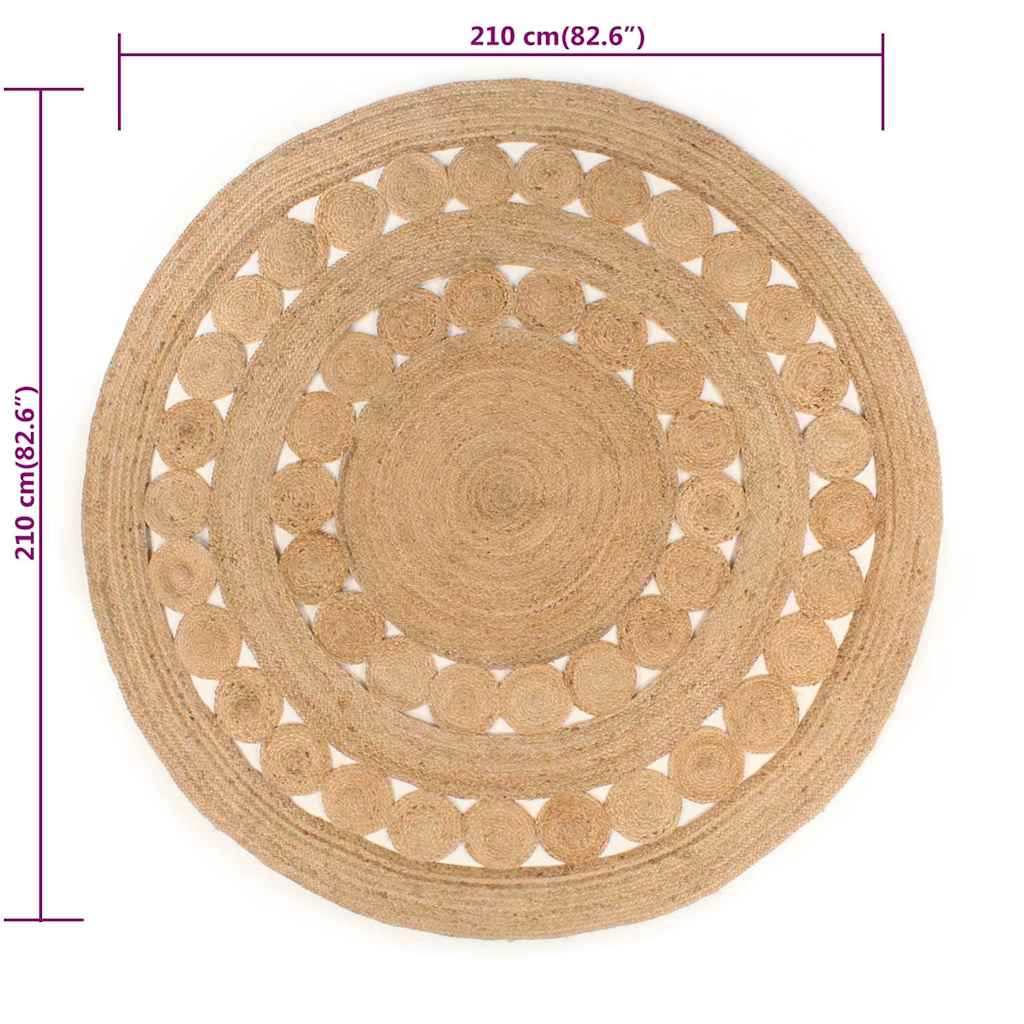Ukrasni pleteni tepih od jute 210 cm okrugli