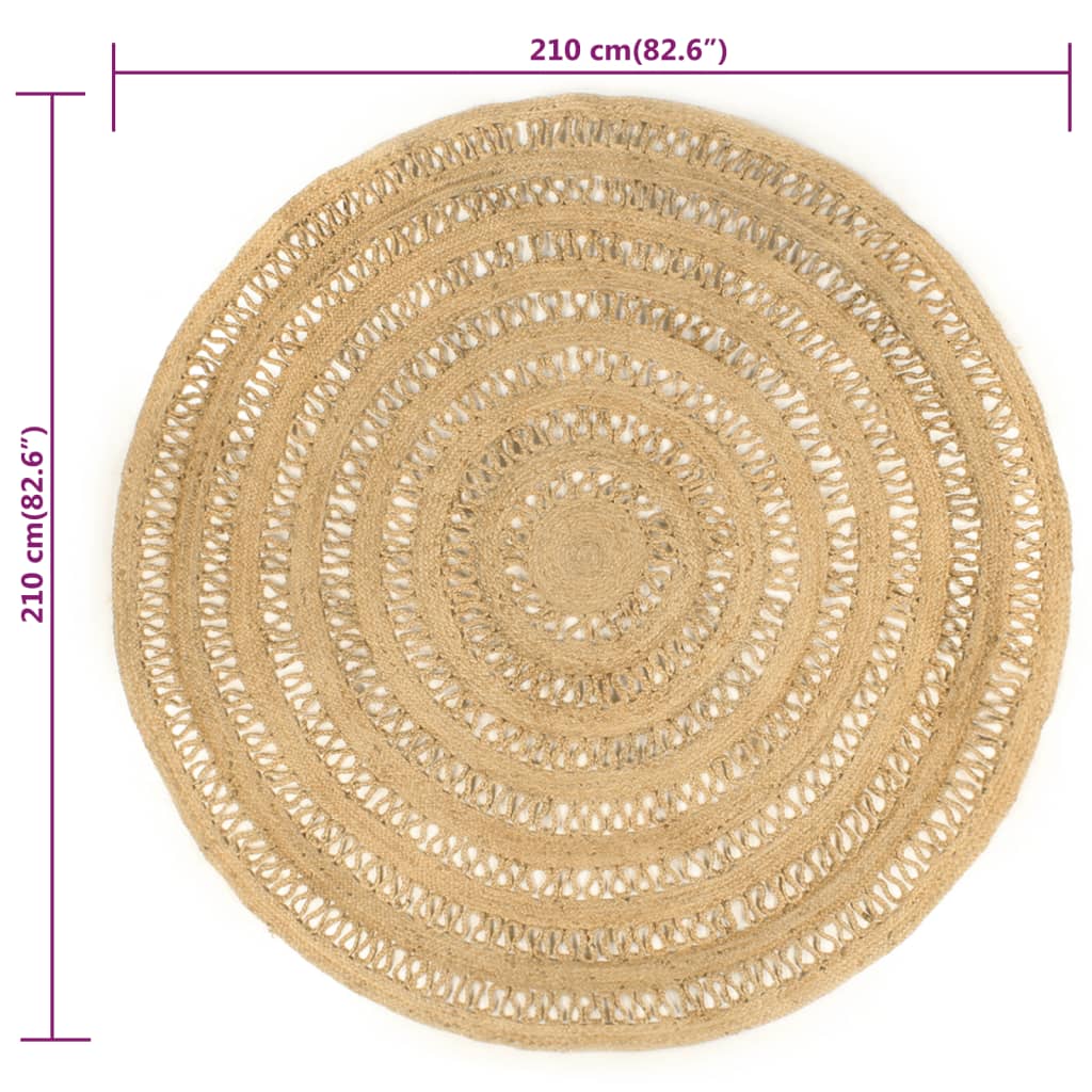 Ručno rađeni pleteni tepih od jute 210 cm