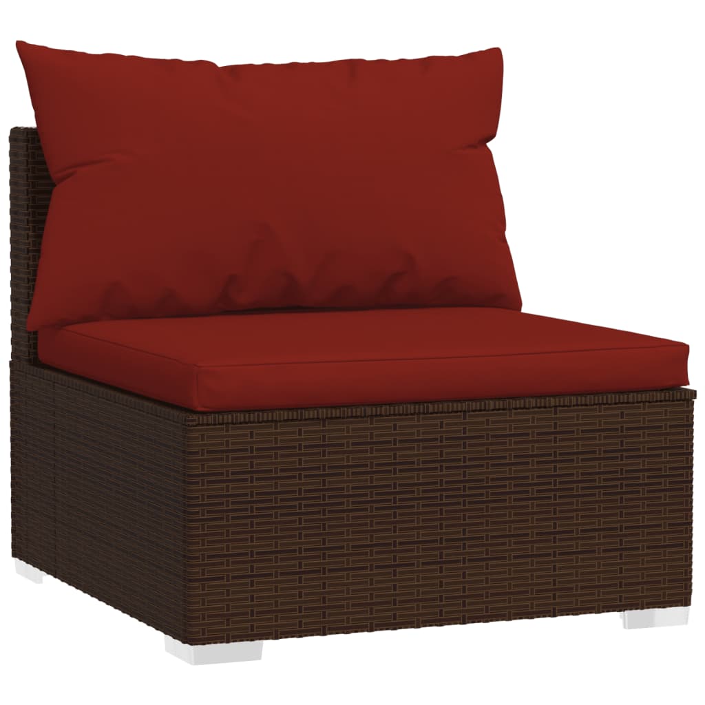 11-dijelna vrtna garnitura od poliratana s jastucima smeđa