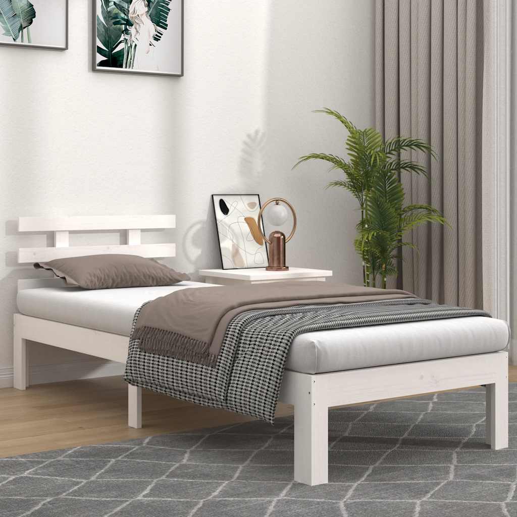 Okvir za krevet od masivnog drva bijeli 100 x 200 cm