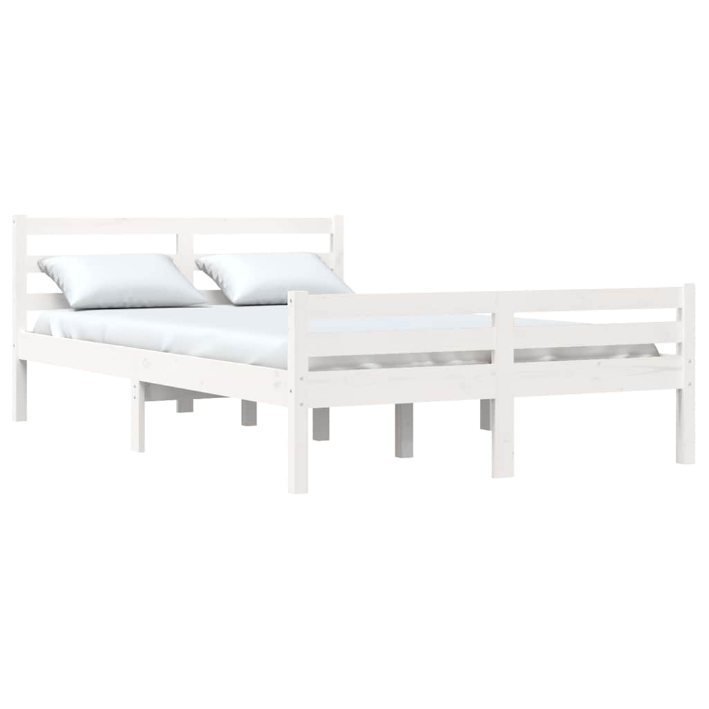 Okvir za krevet od masivnog drva bijeli 135x190 cm bračni