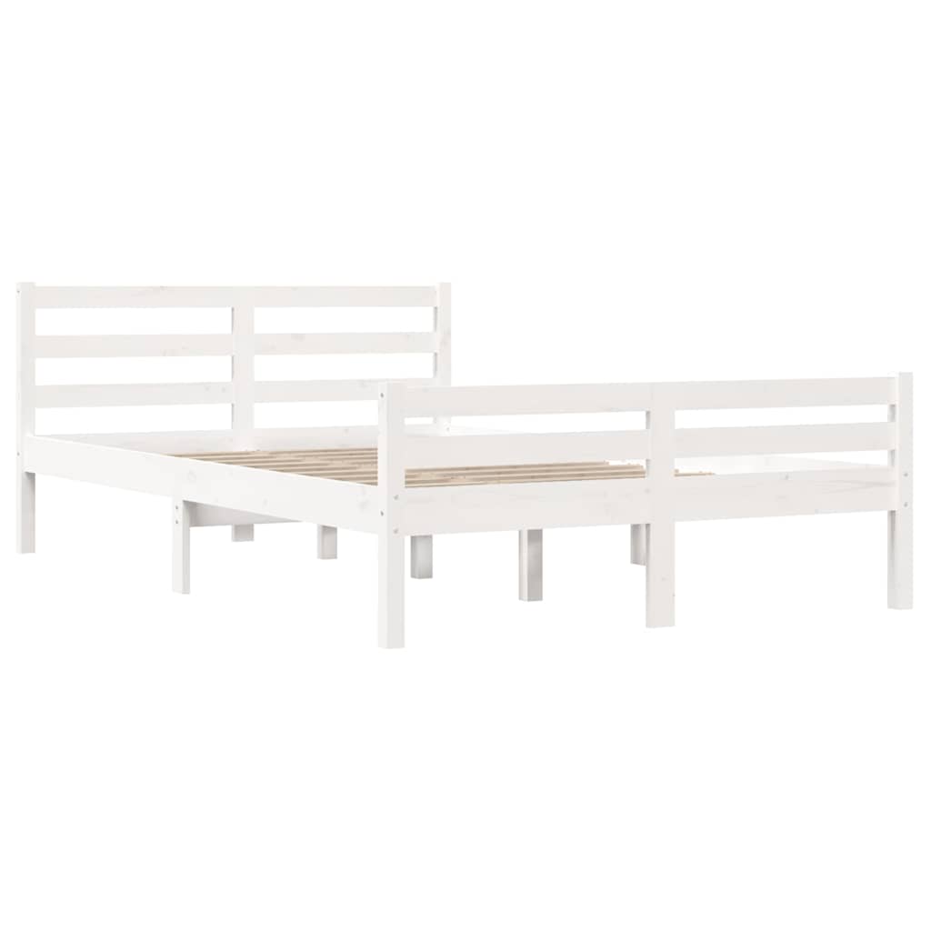 Okvir za krevet od masivnog drva bijeli 135x190 cm bračni
