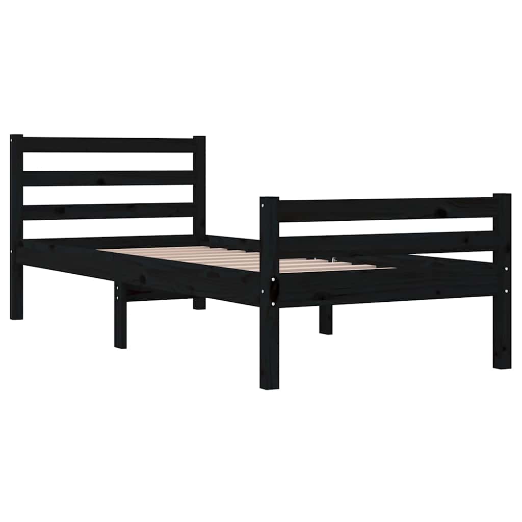 Okvir za krevet od masivnog drva crni 100 x 200 cm