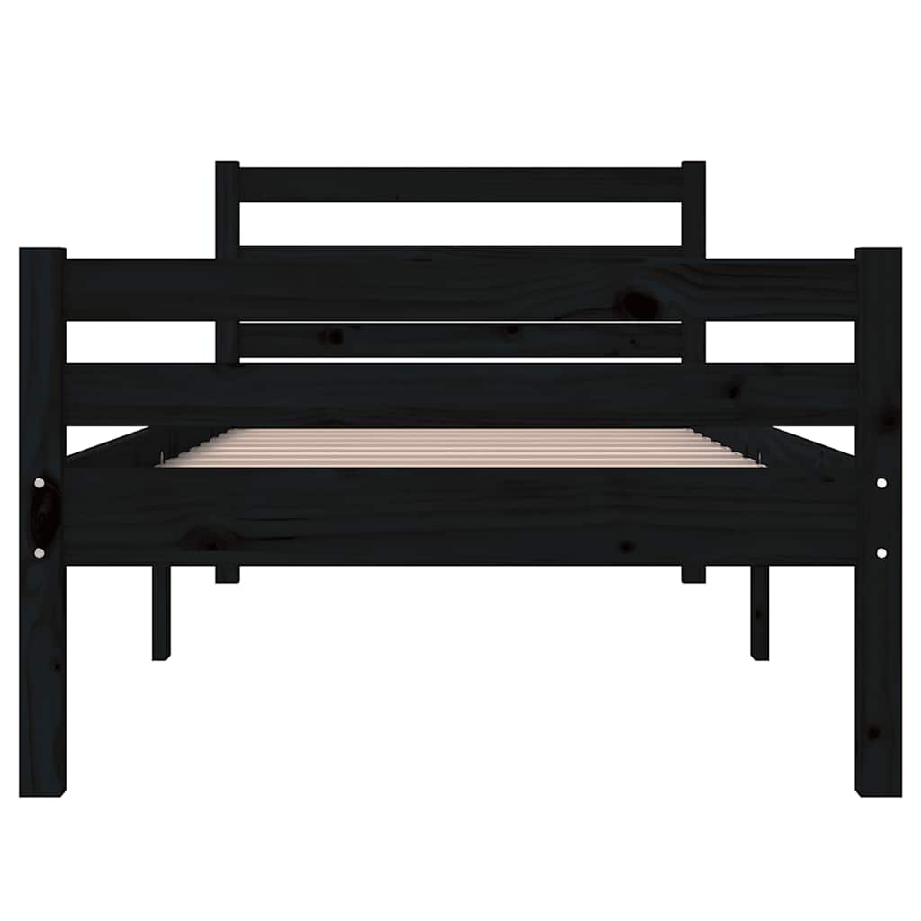 Okvir za krevet od masivnog drva crni 100 x 200 cm