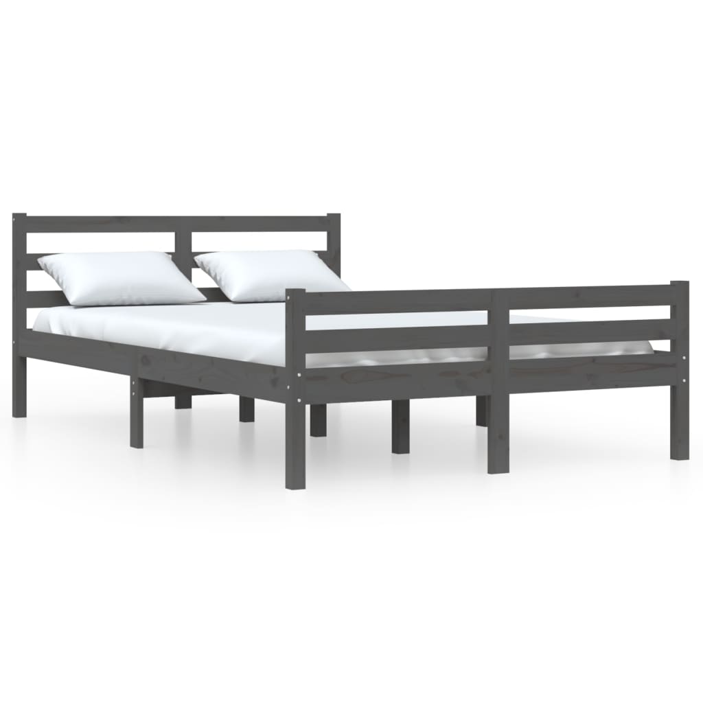 Okvir za krevet od masivnog drva sivi 150 x 200 cm veliki