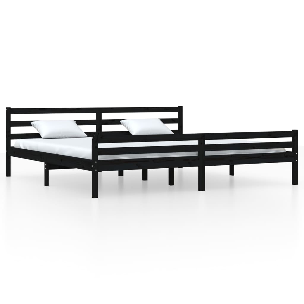 Okvir za krevet od masivnog drva crni 200 x 200 cm