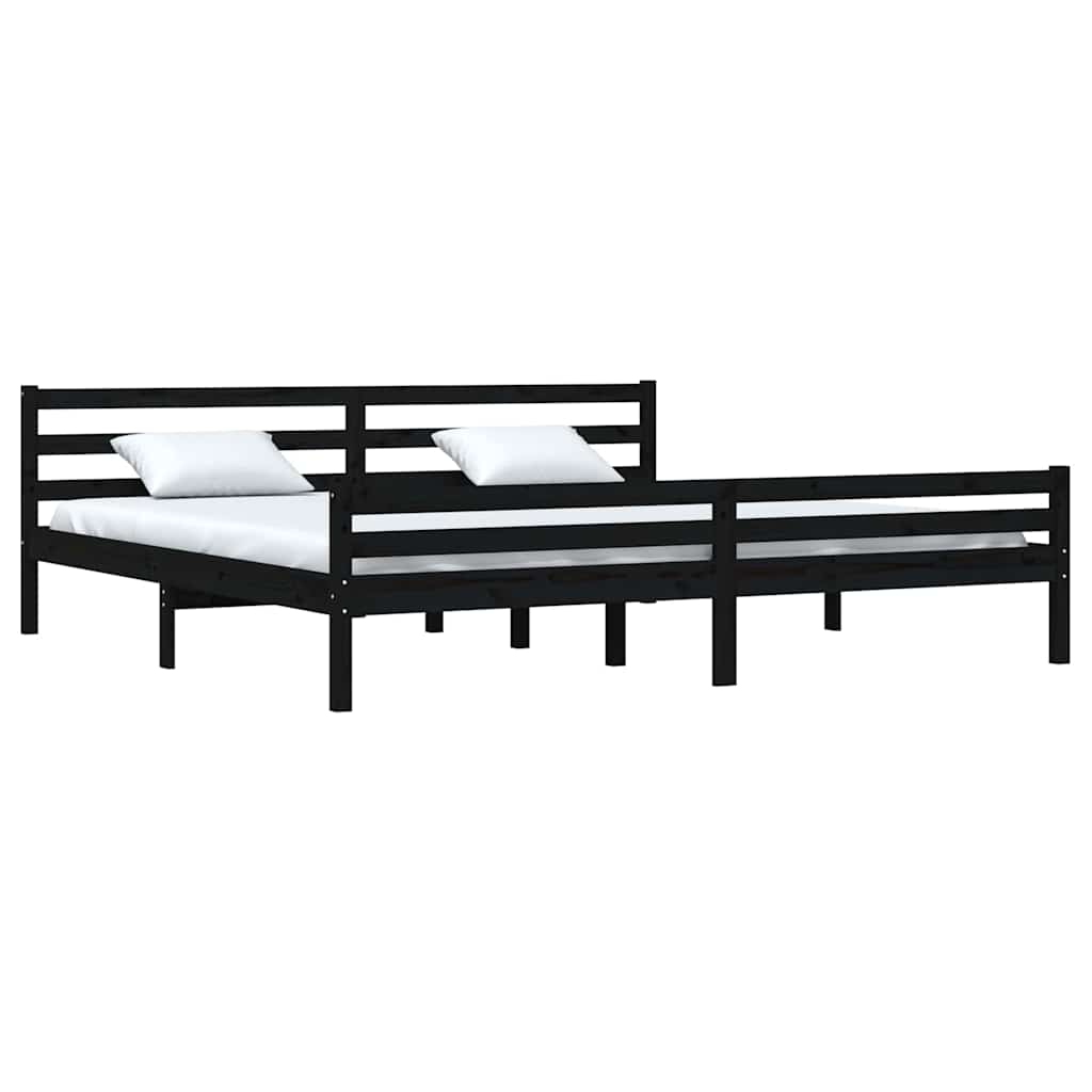 Okvir za krevet od masivnog drva crni 200 x 200 cm
