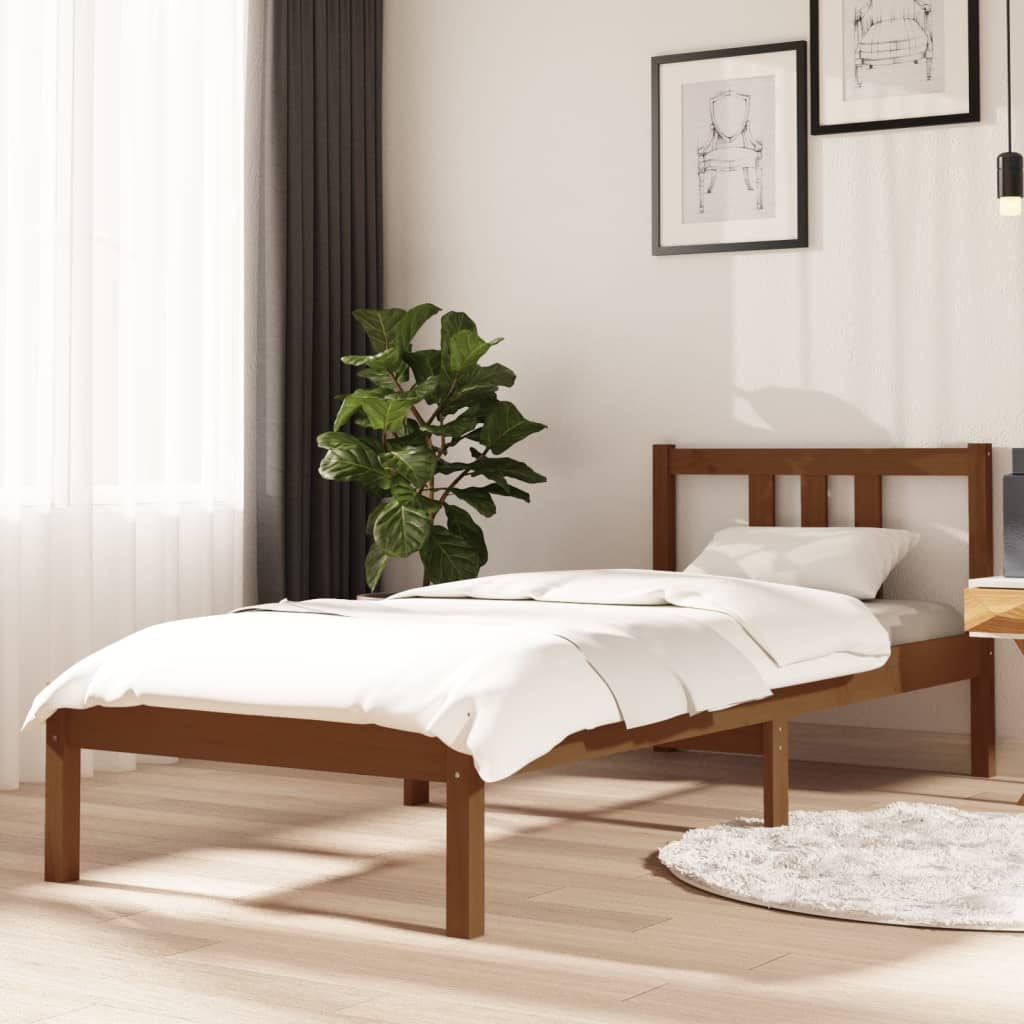 Okvir za krevet od masivnog drva boja meda 75x190 cm mali