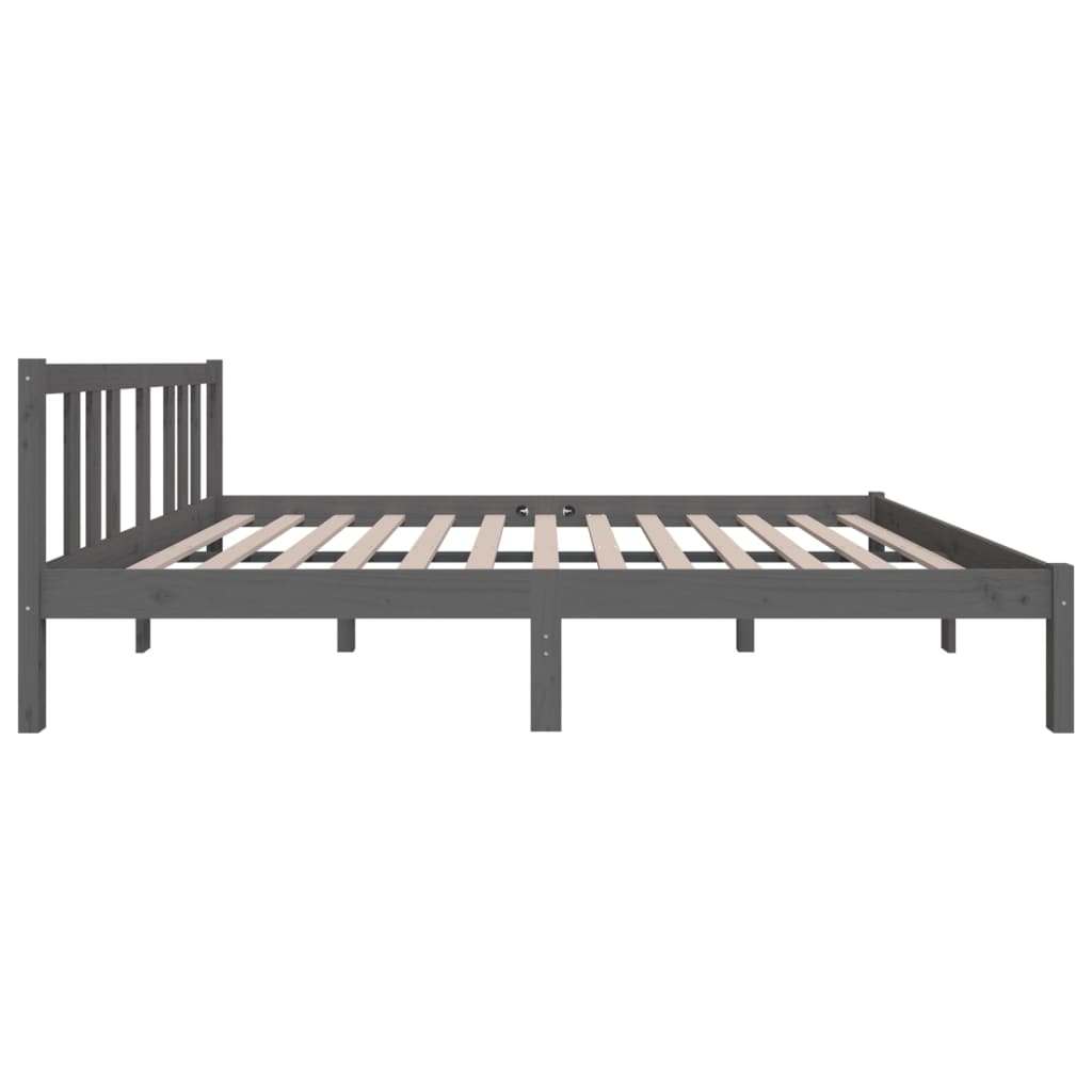 Okvir za krevet od masivnog drva sivi 135 x 190 cm bračni