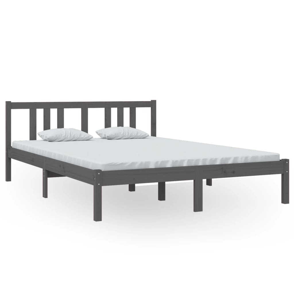 Okvir za krevet od masivnog drva sivi 140 x 200 cm