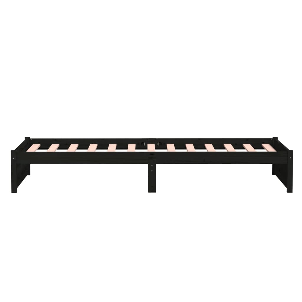Okvir za krevet crni od masivnog drva 90 x 190 cm mali