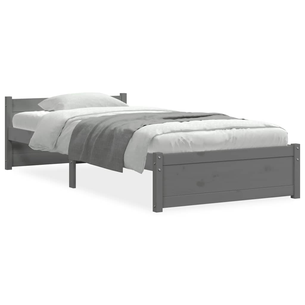 Okvir za krevet od masivnog drva sivi 75 x 190 cm mali