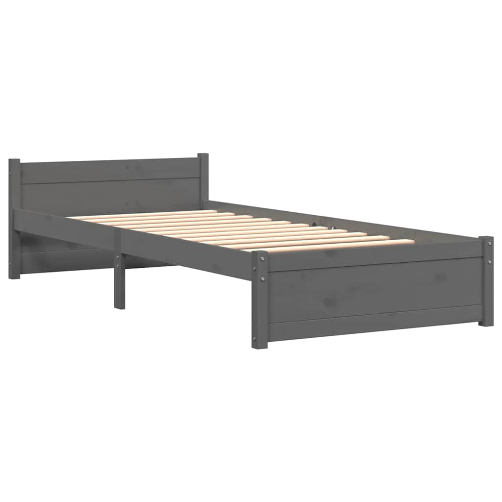 Okvir za krevet od masivnog drva sivi 75 x 190 cm mali