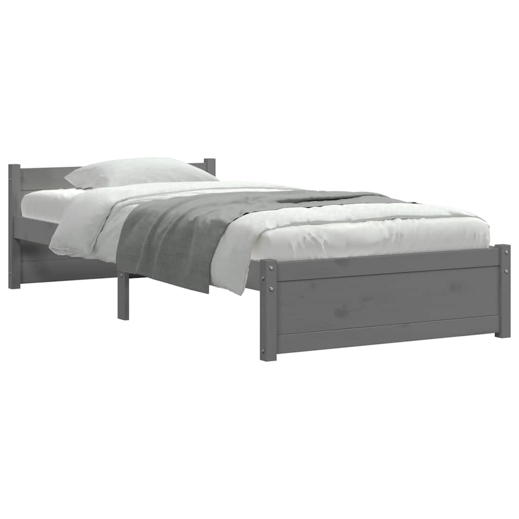 Okvir za krevet od masivnog drva sivi 75 x 190 cm mali