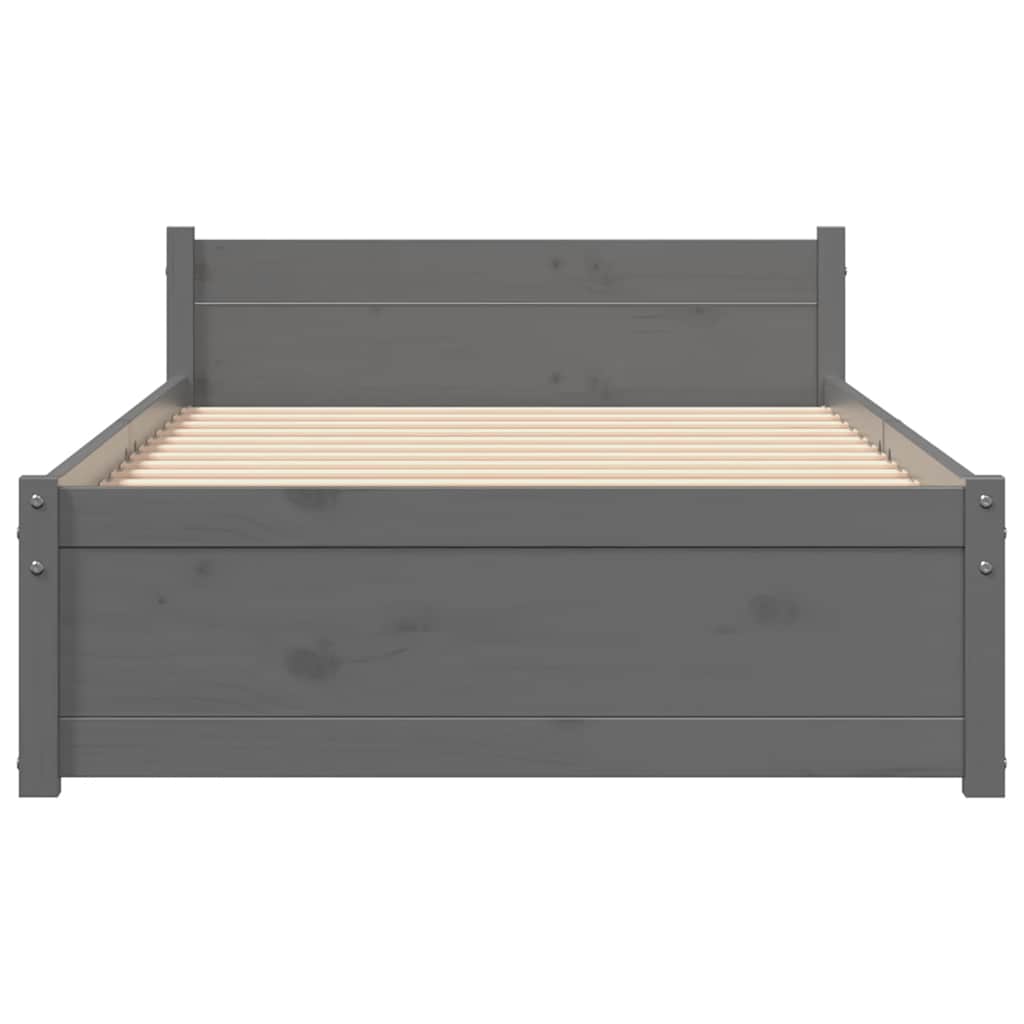 Okvir za krevet od masivnog drva sivi 75 x 190 cm mali