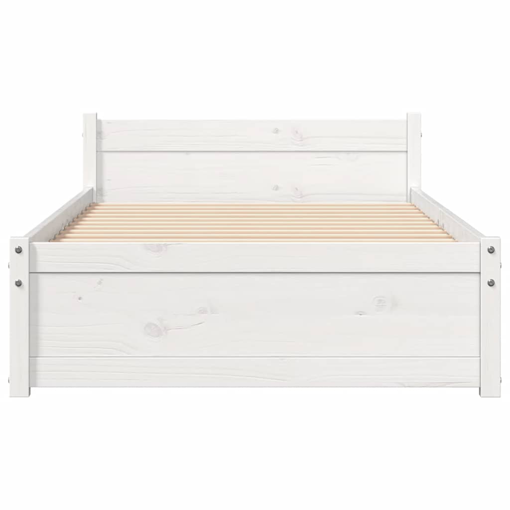 Okvir za krevet bijeli od masivnog drva 90 x 190 cm mali