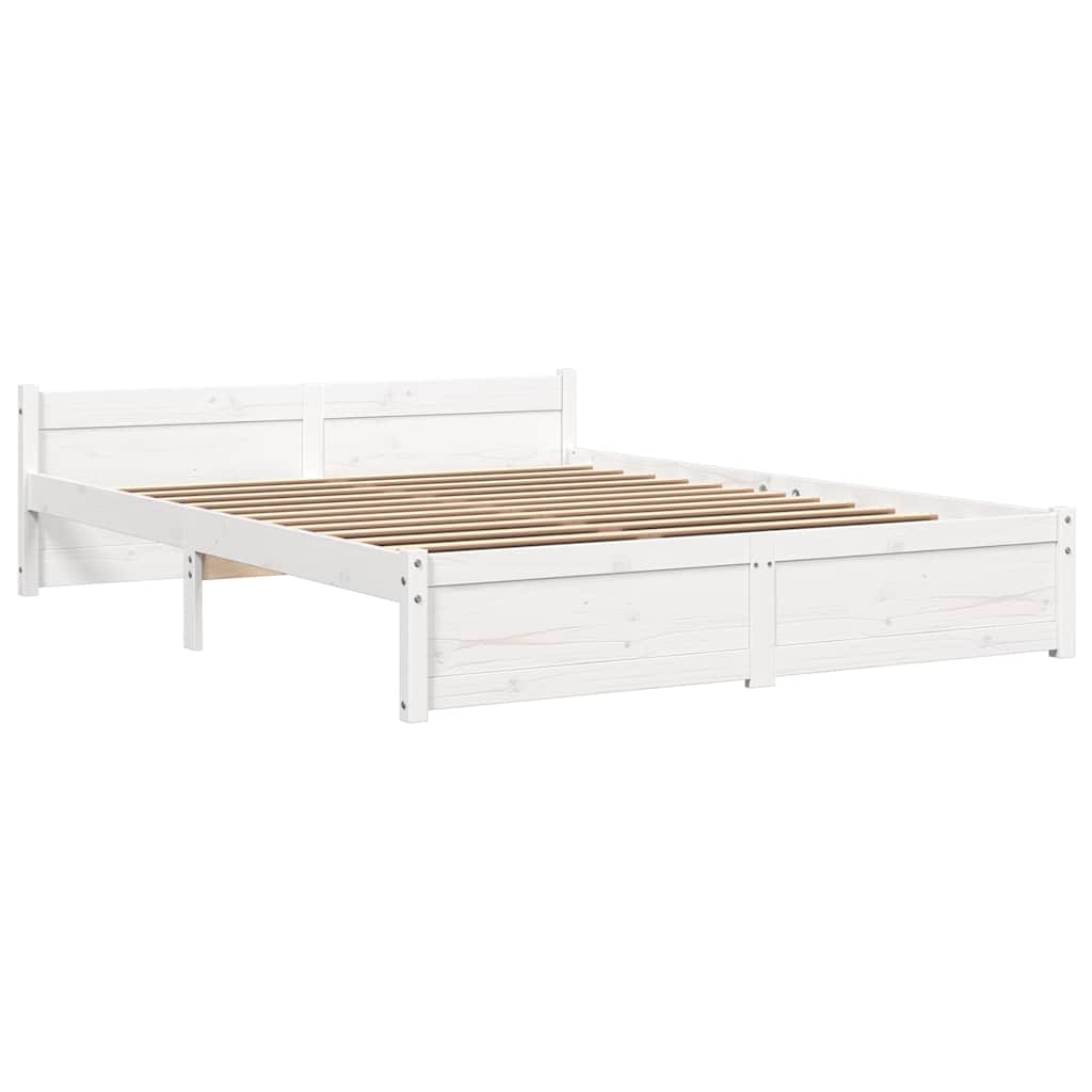 Okvir za krevet od masivnog drva bijeli 140 x 190 cm