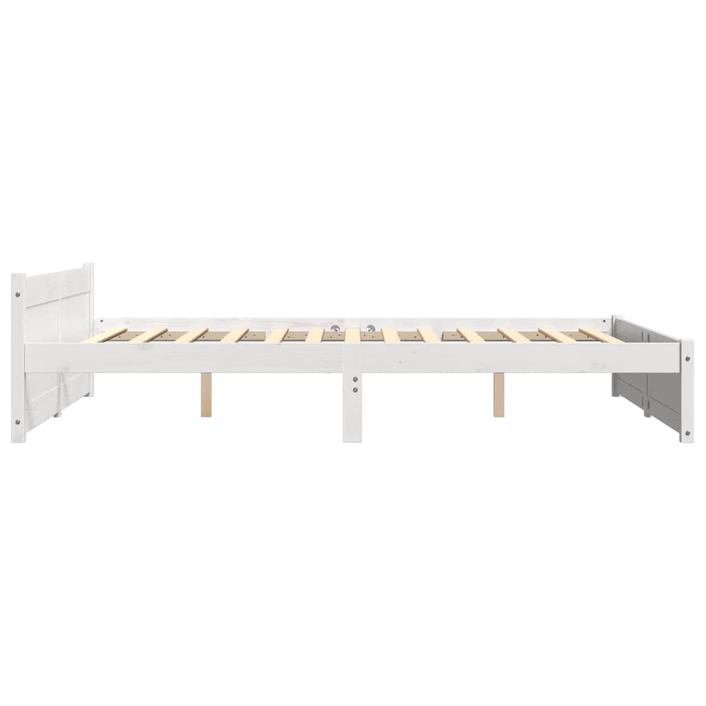 Okvir za krevet od masivnog drva bijeli 140 x 190 cm