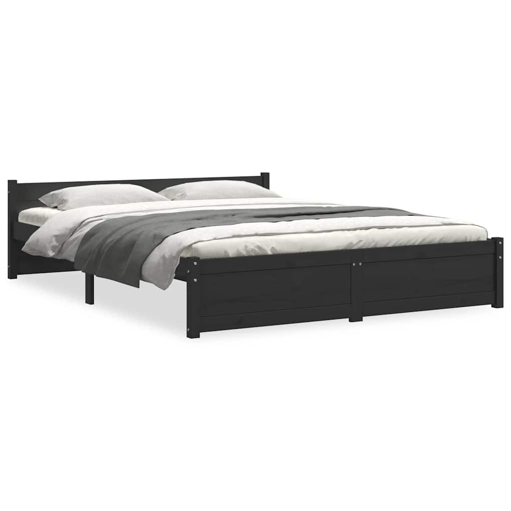 Okvir za krevet od masivnog drva crni 140 x 190 cm