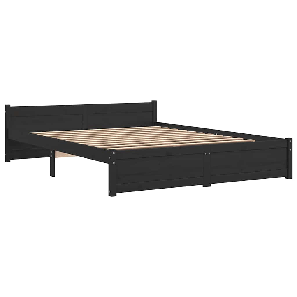 Okvir za krevet od masivnog drva crni 140 x 190 cm