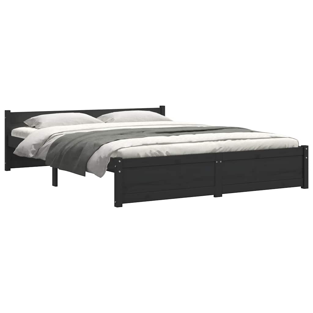 Okvir za krevet od masivnog drva crni 140 x 190 cm