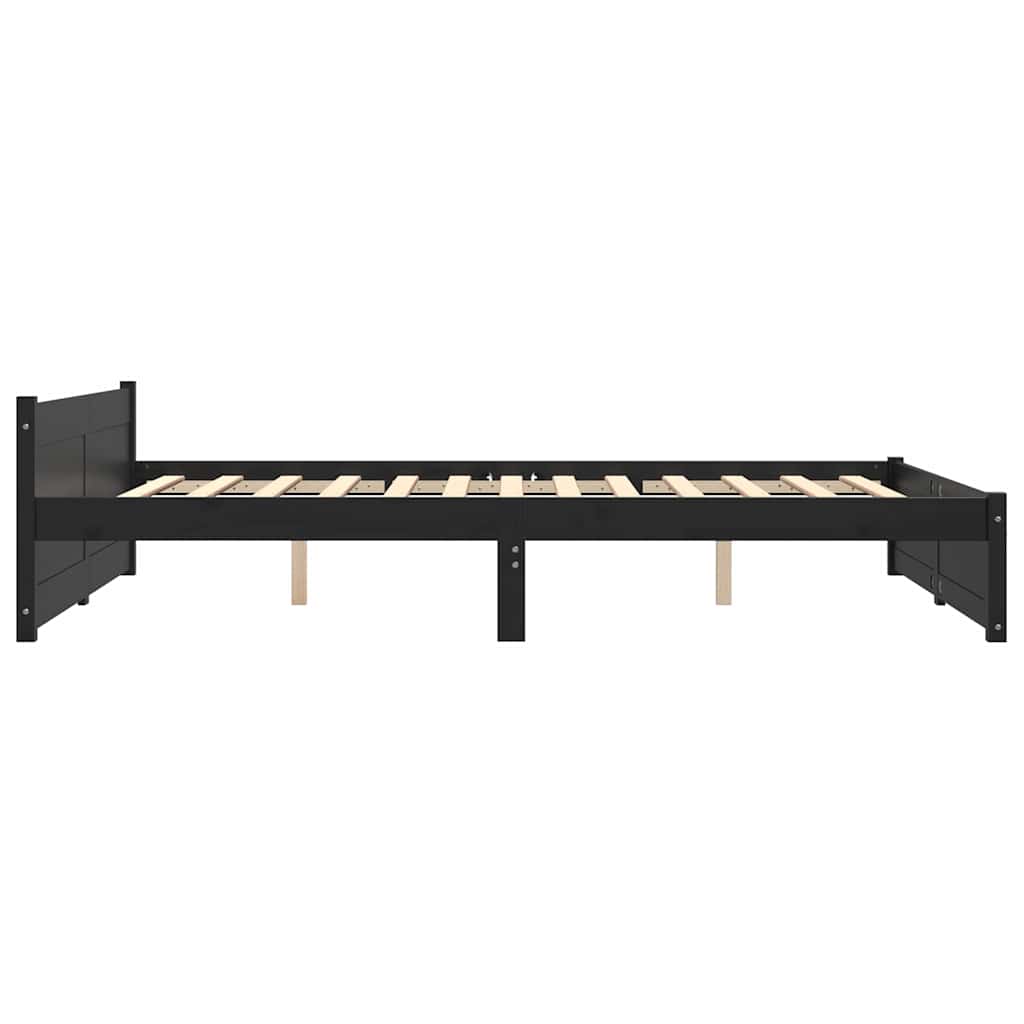 Okvir za krevet od masivnog drva crni 140 x 190 cm
