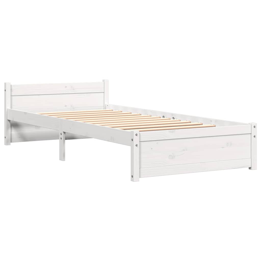 Okvir za krevet od masivnog drva bijeli 90 x 200 cm