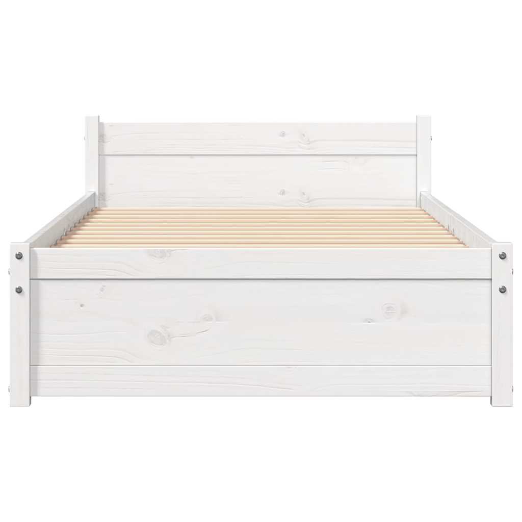 Okvir za krevet od masivnog drva bijeli 90 x 200 cm