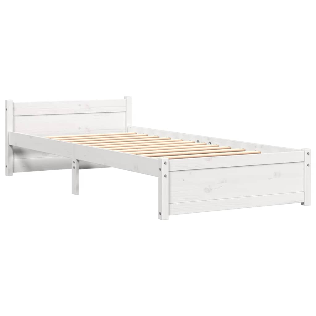 Okvir za krevet od masivnog drva bijeli 100 x 200 cm