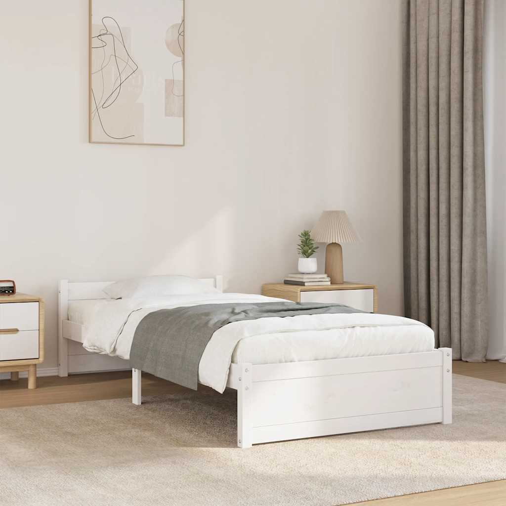 Okvir za krevet od masivnog drva bijeli 100 x 200 cm
