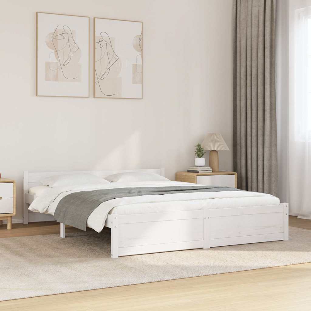 Okvir za krevet od masivnog drva bijeli 140 x 200 cm