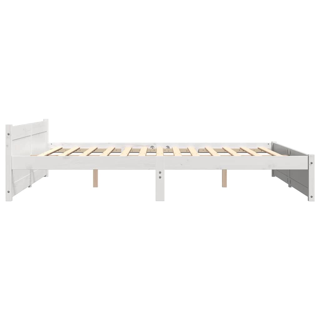 Okvir za krevet od masivnog drva bijeli 180 x 200 cm veliki
