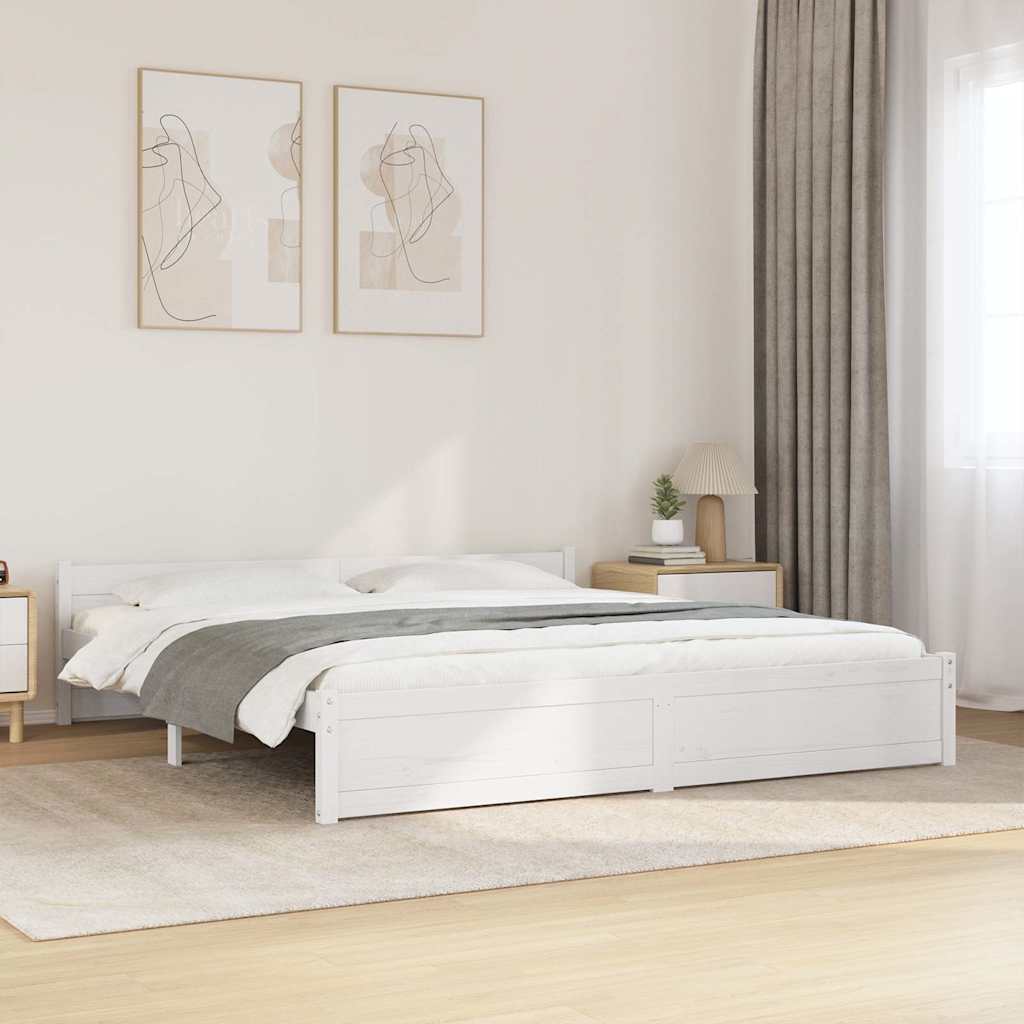 Okvir za krevet od masivnog drva bijeli 180 x 200 cm veliki