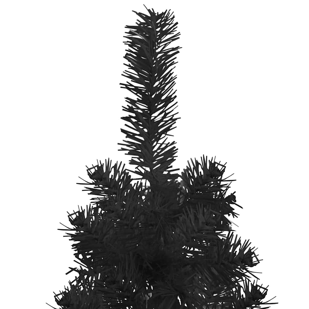Tanka umjetna polovica božićnog drvca sa stalkom crna 150 cm
