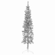 Tanka umjetna polovica božićnog drvca sa stalkom srebrna 120 cm