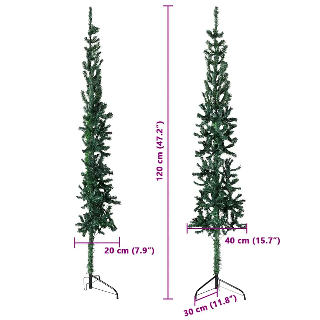 Tanka umjetna polovica božićnog drvca sa stalkom zelena 120 cm