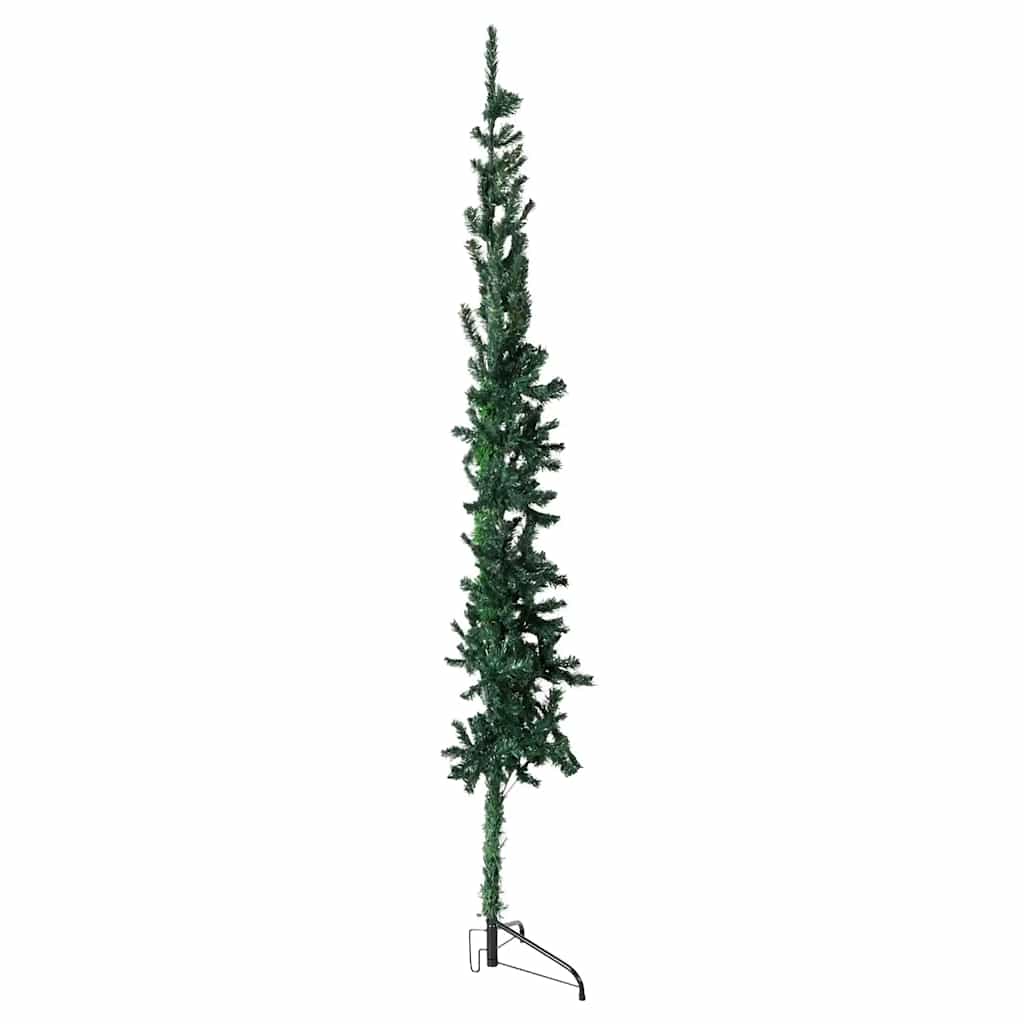 Tanka umjetna polovica božićnog drvca sa stalkom zelena 210 cm
