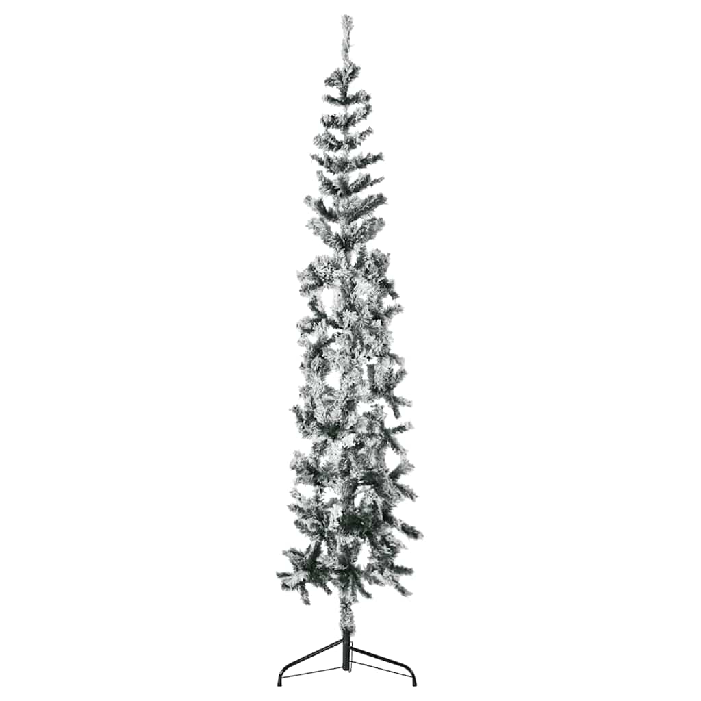 Tanka umjetna polovica božićnog drvca sa snijegom 240 cm