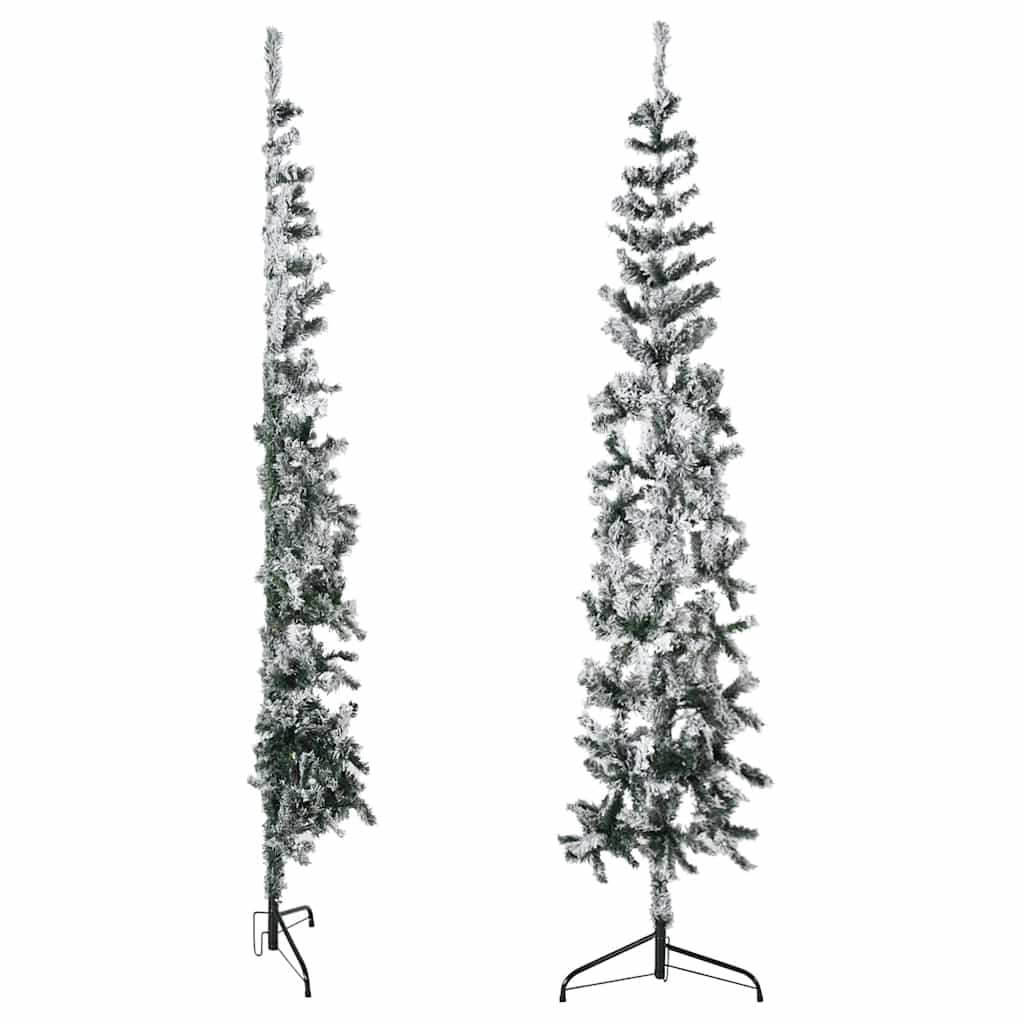 Tanka umjetna polovica božićnog drvca sa snijegom 240 cm