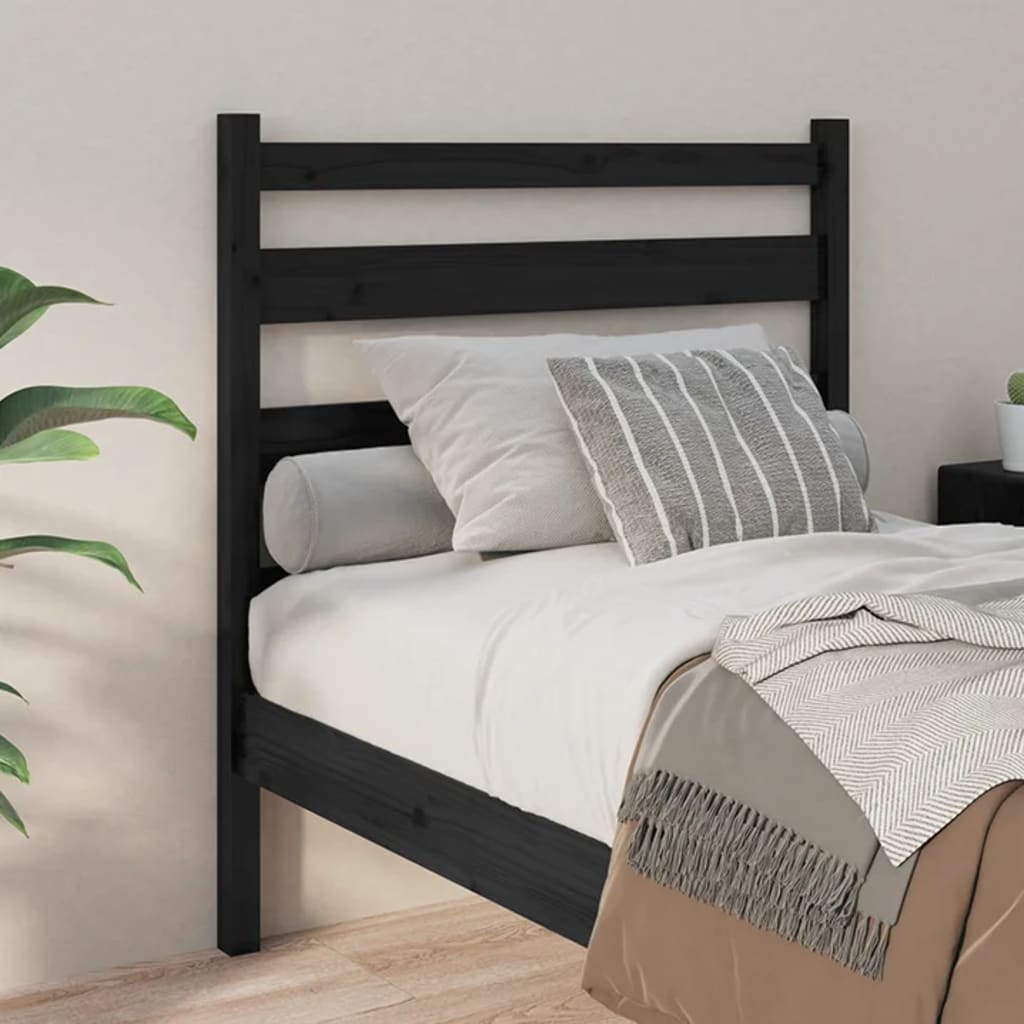 Uzglavlje za krevet crno 96 x 4 x 100 cm od masivne borovine