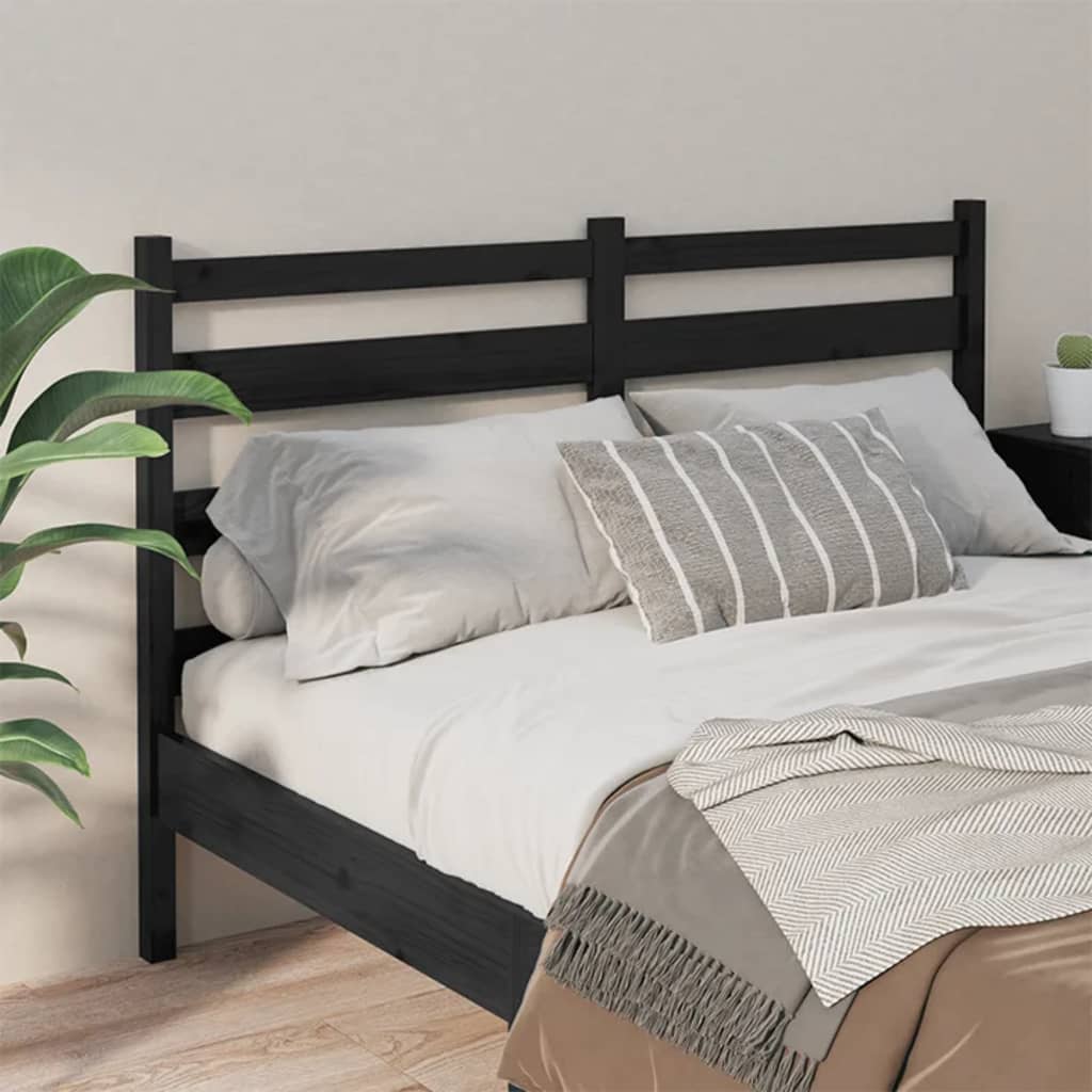 Uzglavlje za krevet crno 206 x 4 x 100 cm od masivne borovine