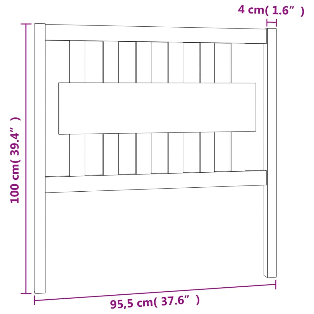 Uzglavlje za krevet crno 95,5 x 4 x 100 cm od masivne borovine