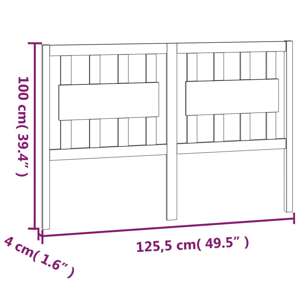 Uzglavlje za krevet 125,5 x 4 x 100 cm od masivne borovine