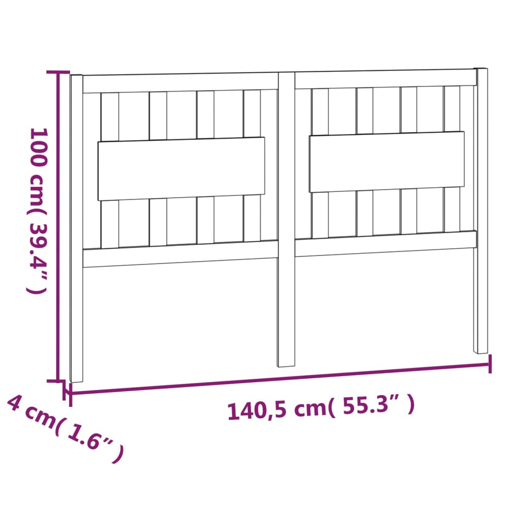 Uzglavlje za krevet 140,5 x 4 x 100 cm od masivne borovine