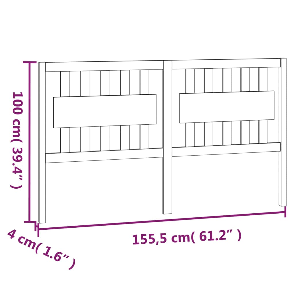 Uzglavlje za krevet 155,5 x 4 x 100 cm od masivne borovine