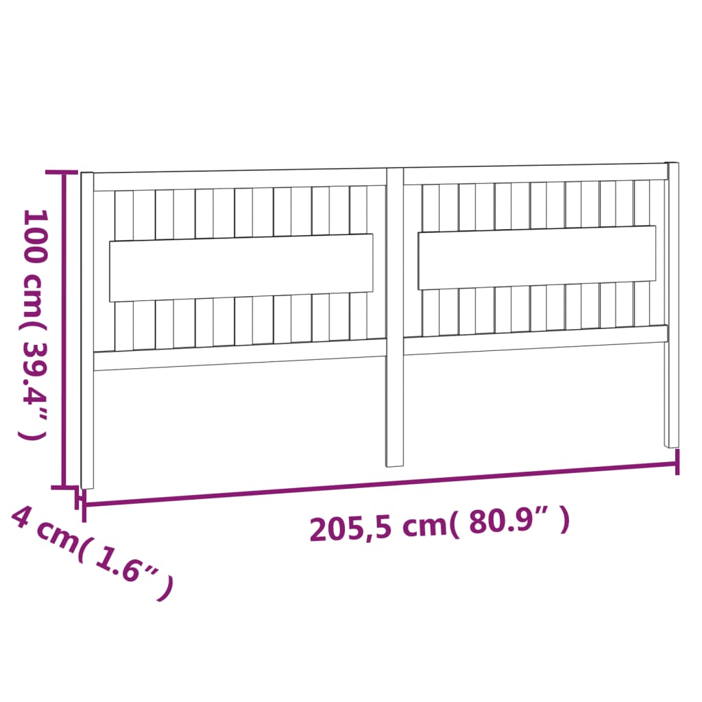 Uzglavlje za krevet bijelo 205,5x4x100 cm od masivne borovine