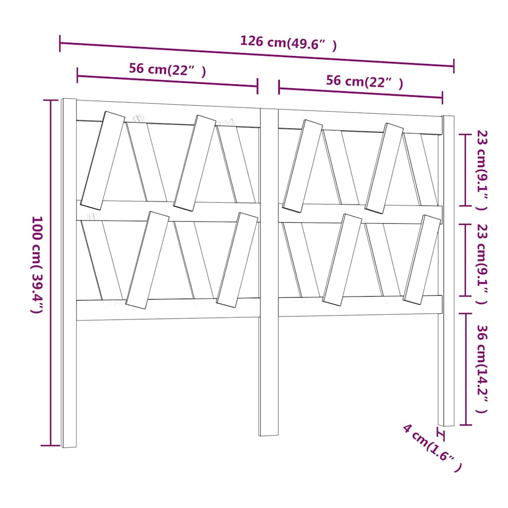 Uzglavlje za krevet 126 x 4 x 100 cm od masivne borovine